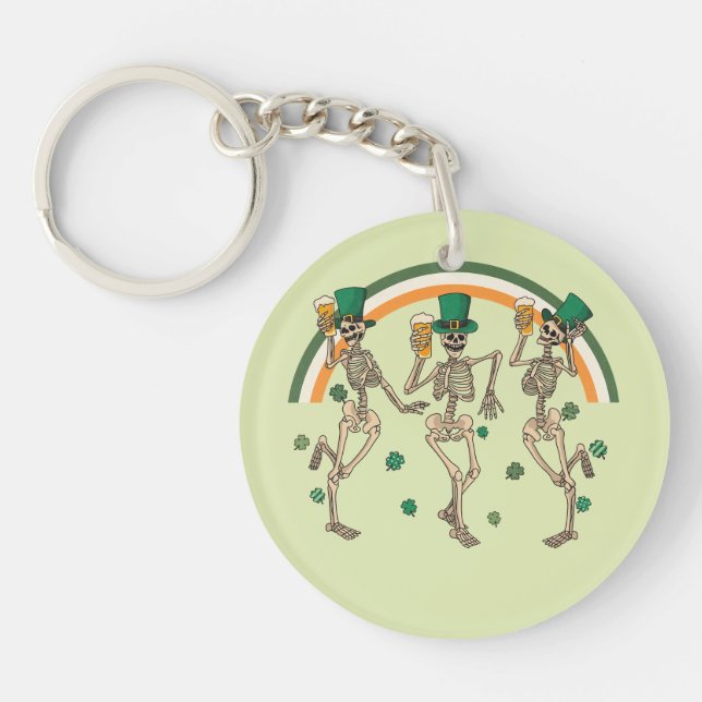 Dancing Skeletons St Patrick Keychain (Front)