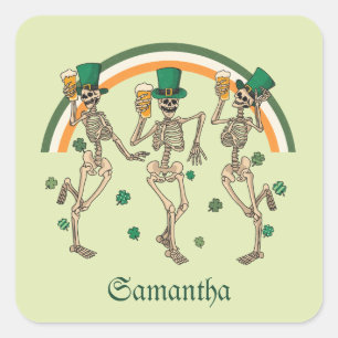 Dancing Skeletons St Patrick Square Sticker