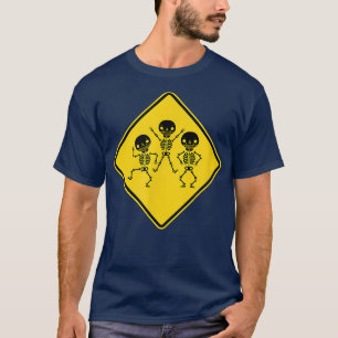 Dancing Skeletons Warning Sign Dancer Funny T-Shir T-Shirt