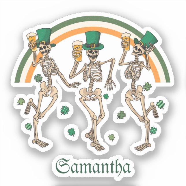Dancing Skeletons with Beer and Shamrocks (Front)