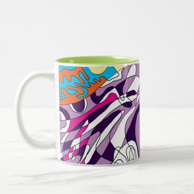 "Dancing Sky Reaching Hill" Abstract Art Two-Tone Coffee Mug (Left)