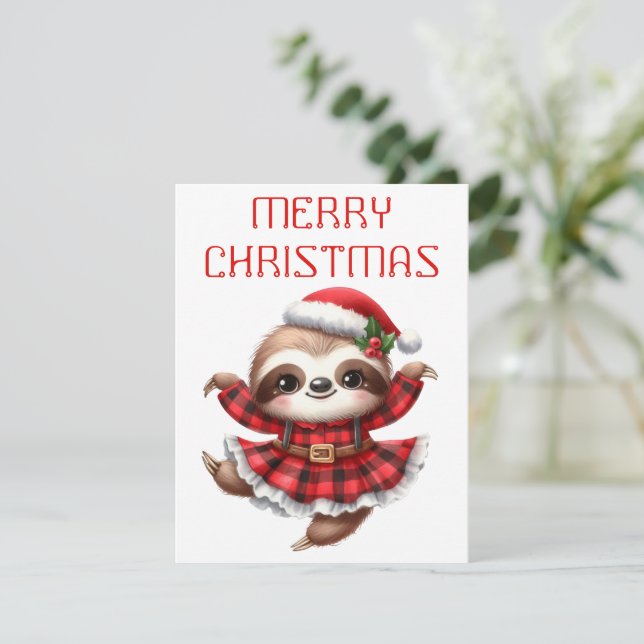Dancing Sloth Pup - Christmas Card (Standing Front)