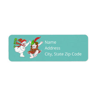 Dancing Snow People Return Address Label