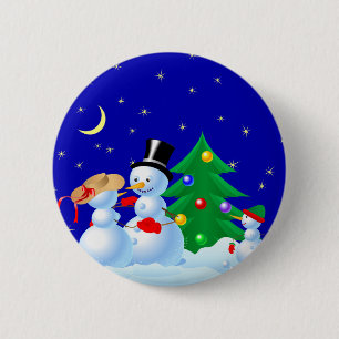 Dancing Snowmen 2 Inch Round Button