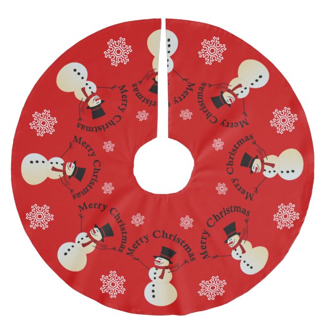 Dancing Snowmen Brushed Polyester Tree Skirt (Front)