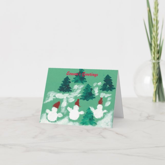 Dancing Snowmen Holiday Card (Front)