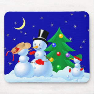 Dancing Snowmen Mouse Pad