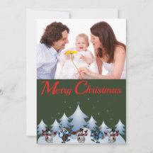 Dancing Snowmen & Reindeer Carte photo de vacances