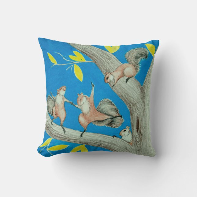 Dancing Squirrels Pillow (Front)