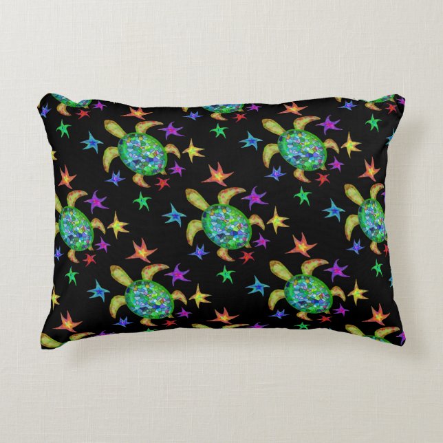 Dancing Star Turtle Decorative Pillow (Front)