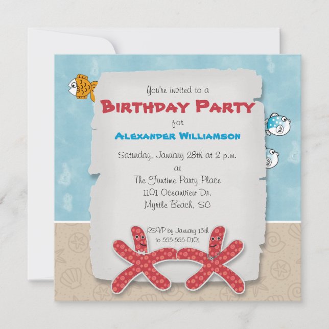 Dancing Starfish Couple Party Invitation (Front)