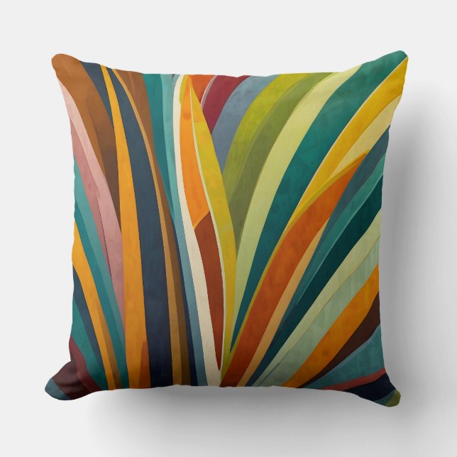 Dancing Stripes in Colour Throw Pillow (Front)