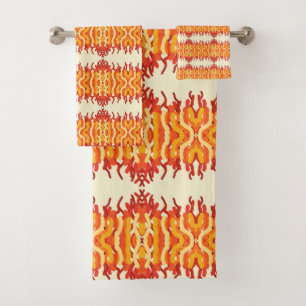 Dancing Sunburst Pop Of Colour Abstract Art Bath Towel Set