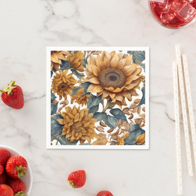 Dancing Sunflowers Pattern Design Napkin (Insitu)