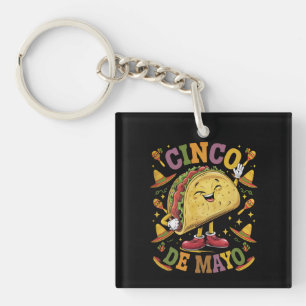 Dancing Taco Funny Cinco De Mayo Fiesta Party Keychain