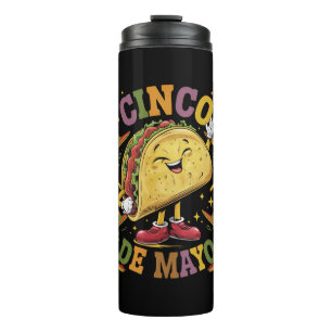 Dancing Taco Funny Cinco De Mayo Fiesta Party Thermal Tumbler
