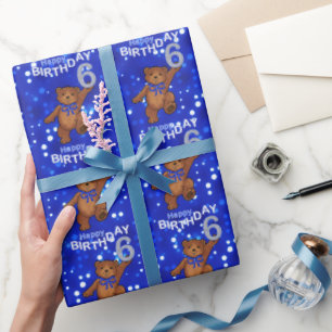 Dancing Teddy Bears 6th Birthday Wrapping Paper
