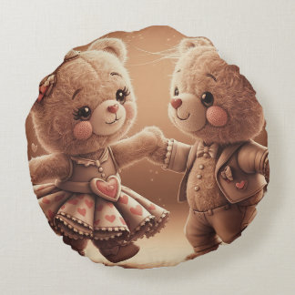 dancing Teddys Round Pillow