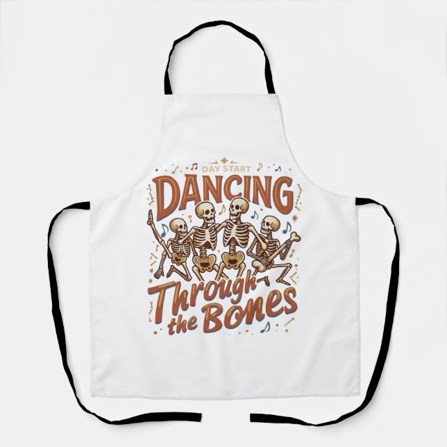 Dancing Through Bones Halloween Skeletons Music Ce Apron (Front)