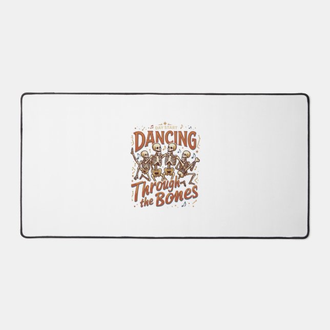 Dancing Through Bones Halloween Skeletons Music Ce Desk Mat (Front)