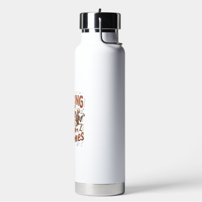 Dancing Through Bones Halloween Skeletons Music Ce Water Bottle (Left)