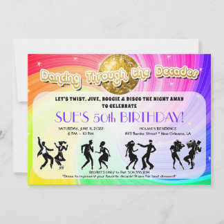 Dancing Through the Decades Invitations, Decades Invitation
