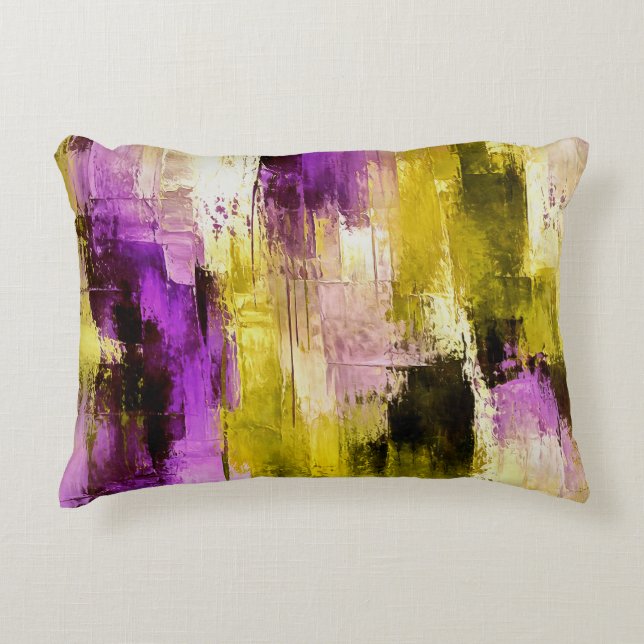 Dancing Through Violet Expressive Modern Abstract Accent Pillow (Front)