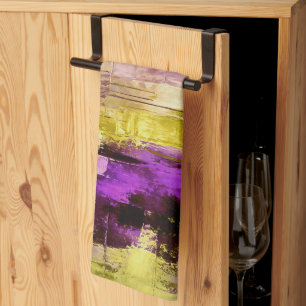 Dancing Through Violet Expressive Modern Abstract Kitchen Towel