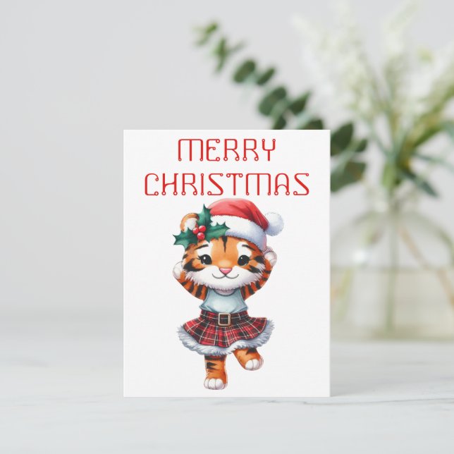 Dancing Tiger Cub - Christmas Card (Standing Front)