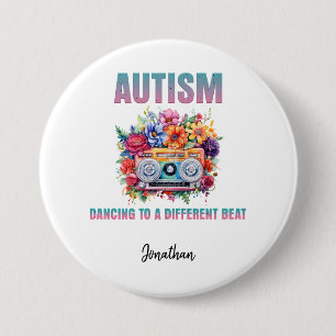 Dancing to a Different Beat.  Autism Awareness 3 Inch Round Button