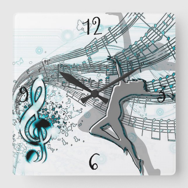 Dancing to the Music Square Wall Clock (Front)