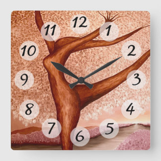 Dancing Tree Square Wall Clock
