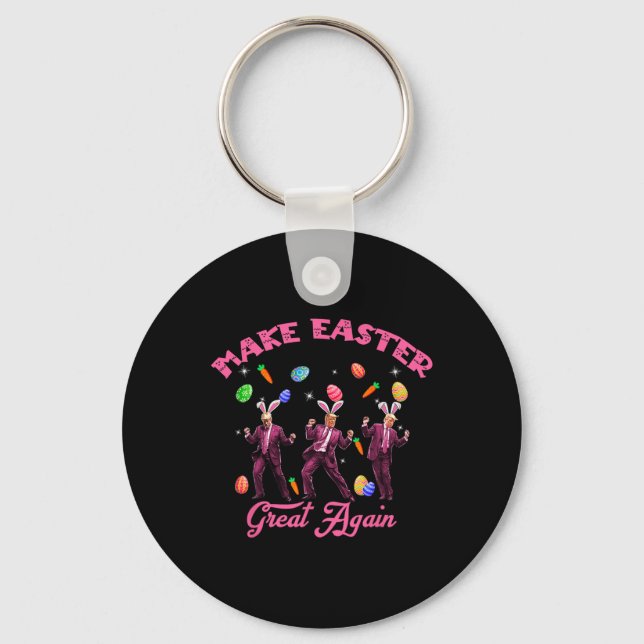 Dancing Trump Make Easter Great Again Humourous Ea Keychain (Front)