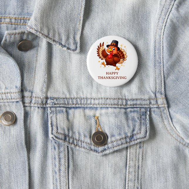 Dancing Turkey 2 Inch Round Button (In Situ)