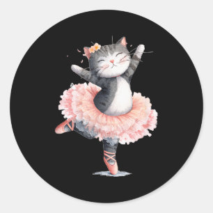 Dancing Tutu Cat Costume For Cats Lovers  Classic Round Sticker