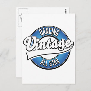 Dancing vintage all star logo postcard