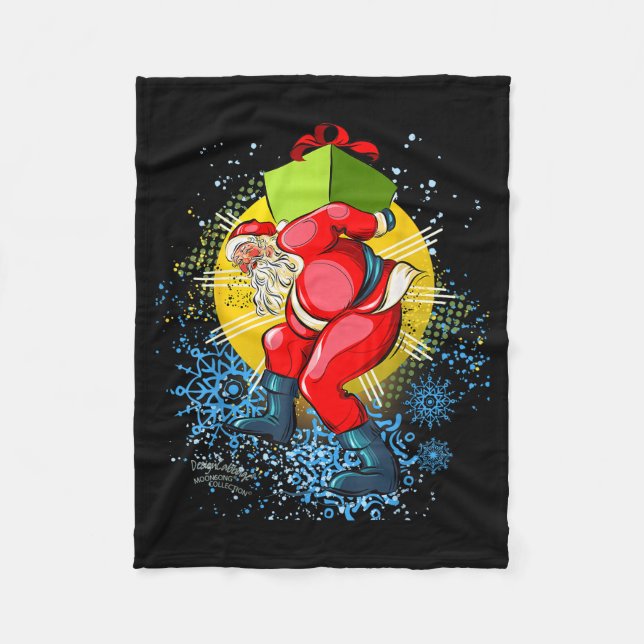 Dancing Vintage Santa Claus Christmas Graphic  Fleece Blanket (Front)
