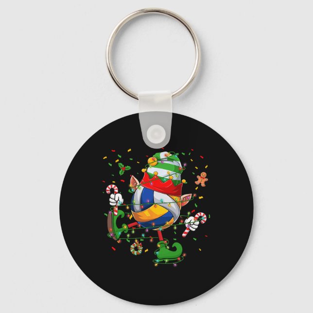 Dancing Volleyball Ball Elf Hat Scute Ss Cute Sss  Keychain (Front)