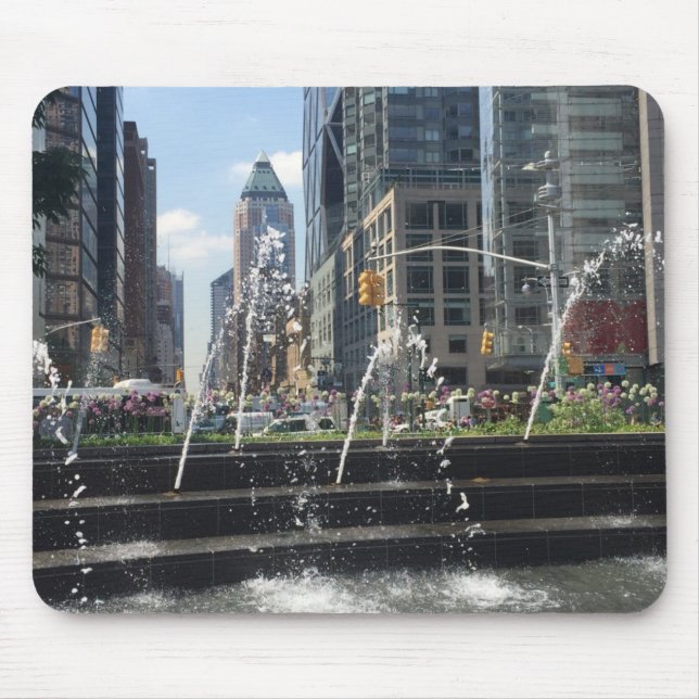 Dancing Water Fountain, Columbus Circle, New York Mouse Pad (Front)