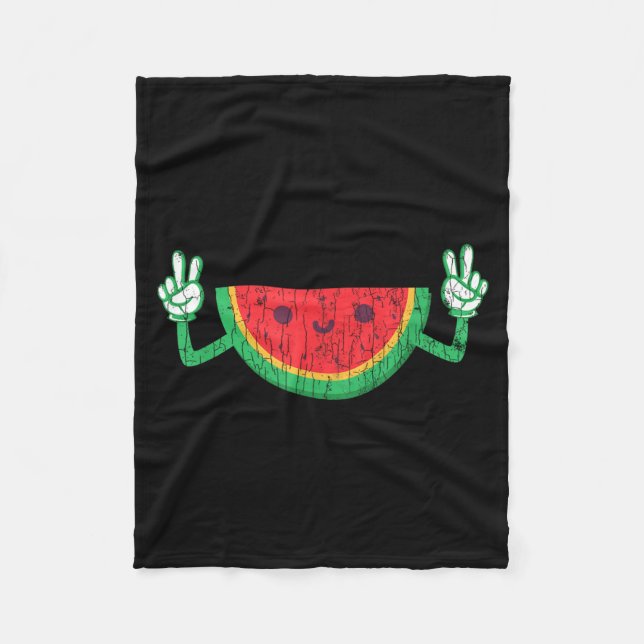 Dancing Watermelon Funny Summer Fruit Lover Fleece Blanket (Front)
