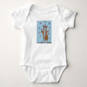 Dancing  Welsh Corgi with butterflies Baby Bodysuit