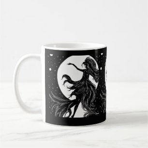 dancing witch in moonlight halloween fun  coffee mug