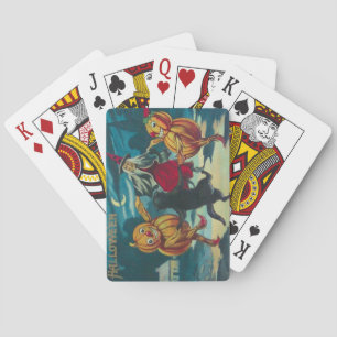 Dancing Witch Jack O' Lantern Monster Black Cat Playing Cards