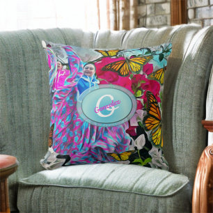 Dancing with Flowers & Butterflies PV01 Throw Pillow