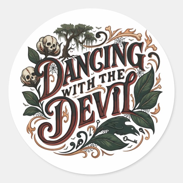Dancing With The Devil Gothic Art Classic Round Sticker (Front)