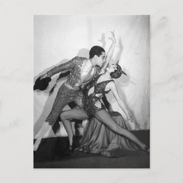 Dancing with the Devil Vintage Ballroom Duo Postcard (Front)