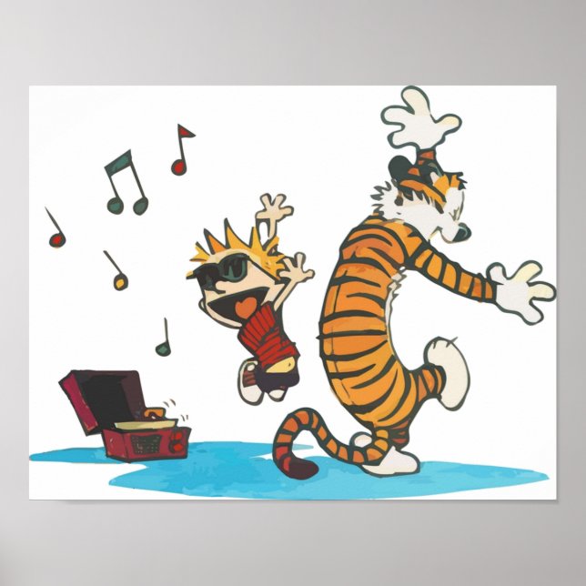 Dancing with Vinyl Phonograph Cute Hobbes Artwork  Poster (Front)
