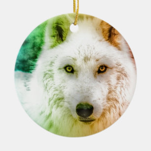 Dancing Wolf Ceramic Ornament