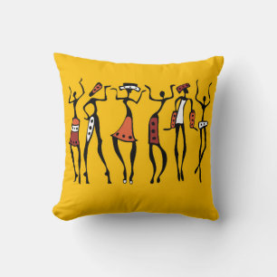 Dancing woman in traditional ethnic style seamless throw pillow