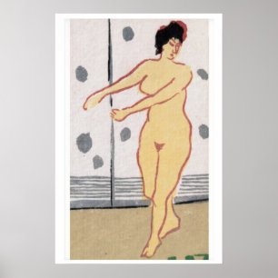 Dancing Woman Matchbox Art Print, Japanese Vintage Poster
